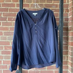 Dark blue silk blouse
